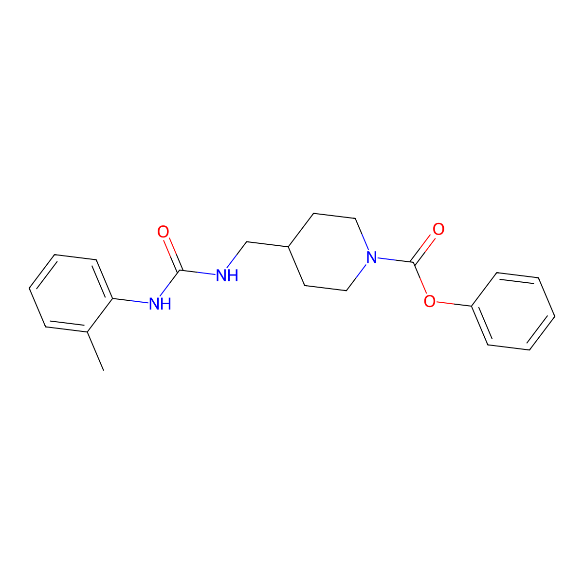 Phenyl 4-((3-(o-tolyl)ureido)methyl)piperidine-1-carboxylate molecular structure, CAS 1234896-02-6