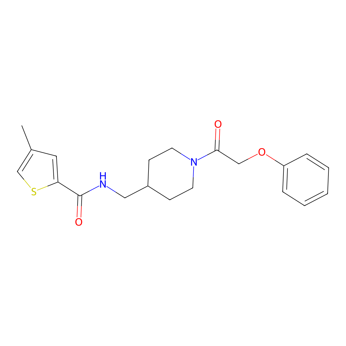 4-methyl-N-{[1-(2-phenoxyacetyl)piperidin-4-yl]methyl}thiophene-2-carboxamide molecular structure, CAS 1234896-56-0