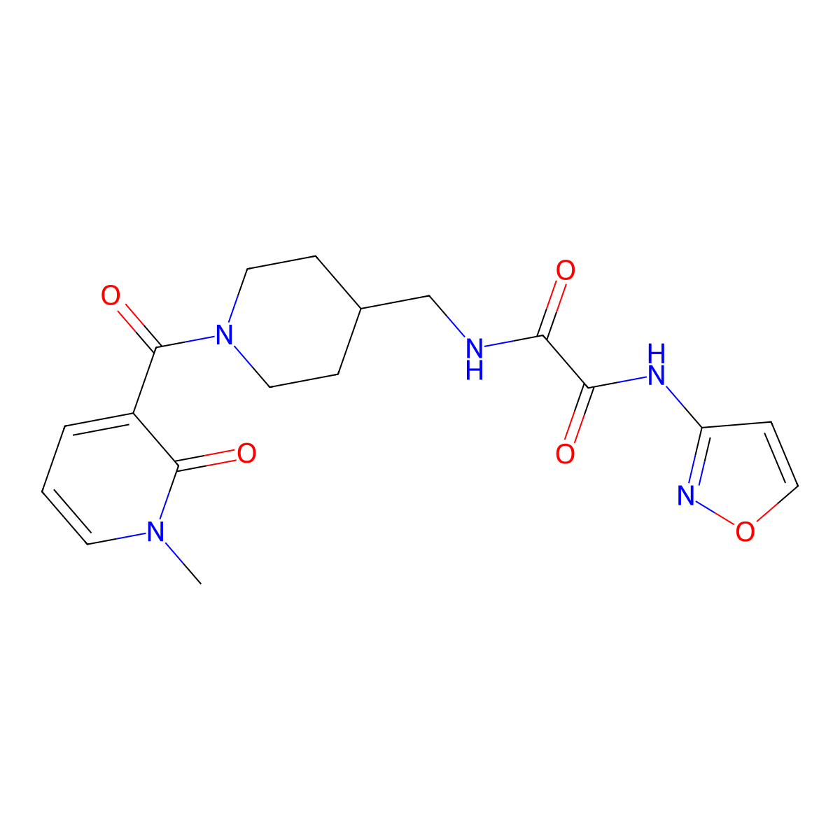 N1-(isoxazol-3-yl)-N2-((1-(1-methyl-2-oxo-1,2-dihydropyridine-3-carbonyl)piperidin-4-yl)methyl)oxalamide molecular structure, CAS 1234896-89-9