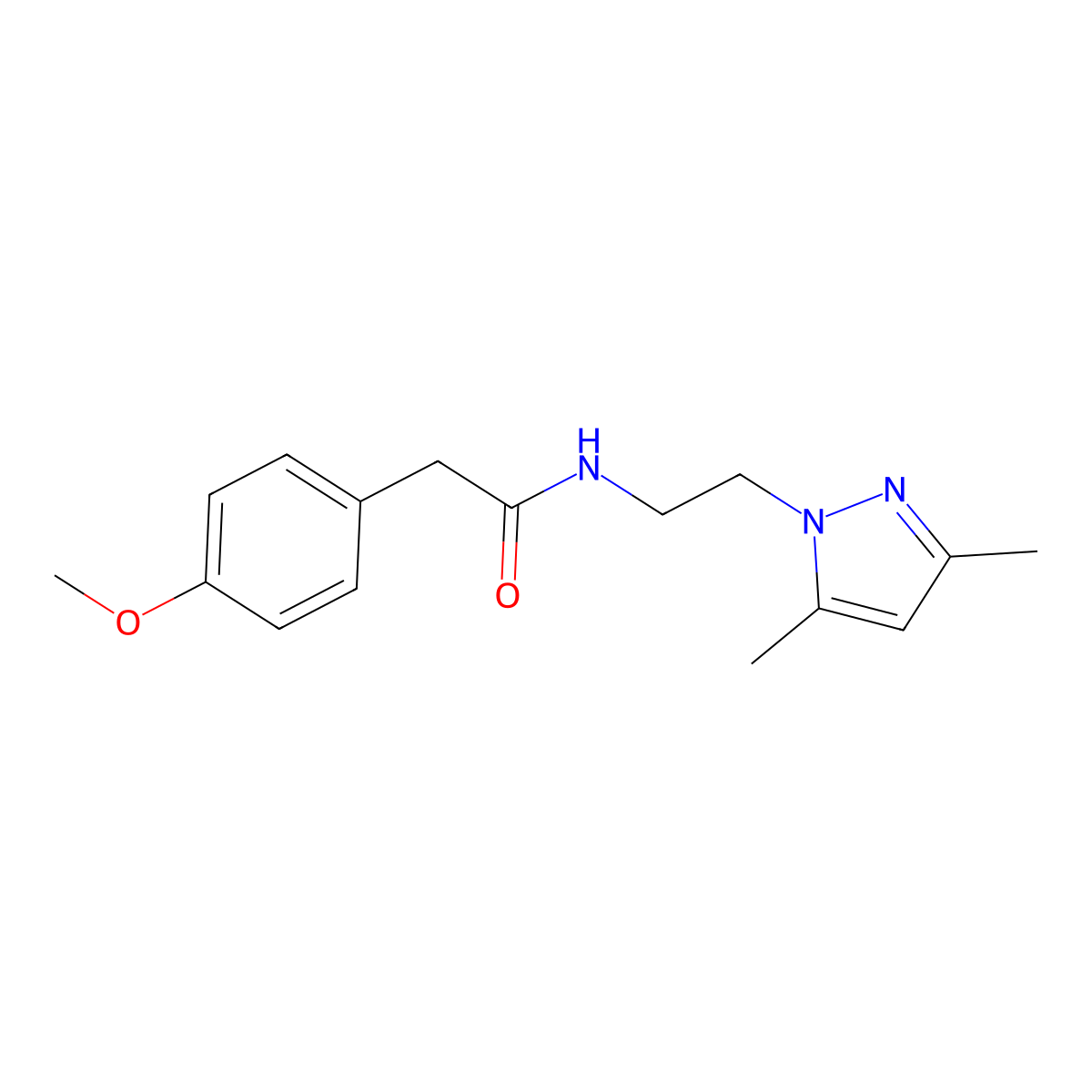 N-[2-(3,5-dimethyl-1H-pyrazol-1-yl)ethyl]-2-(4-methoxyphenyl)acetamide molecular structure, CAS 1234897-03-0