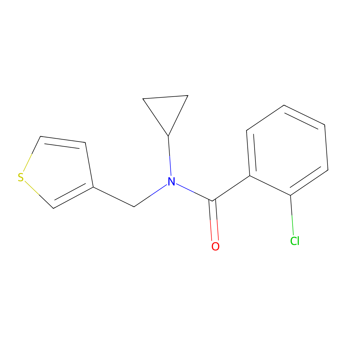2-chloro-N-cyclopropyl-N-(thiophen-3-ylmethyl)benzamide molecular structure, CAS 1234897-04-1