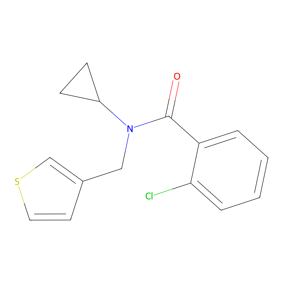 2-chloro-N-cyclopropyl-N-(thiophen-3-ylmethyl)benzamide molecular structure, CAS 1234897-04-1