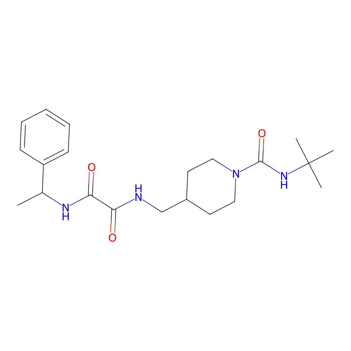 N1-((1-(tert-butylcarbamoyl)piperidin-4-yl)methyl)-N2-(1-phenylethyl)oxalamide molecular structure, CAS 1234897-23-4