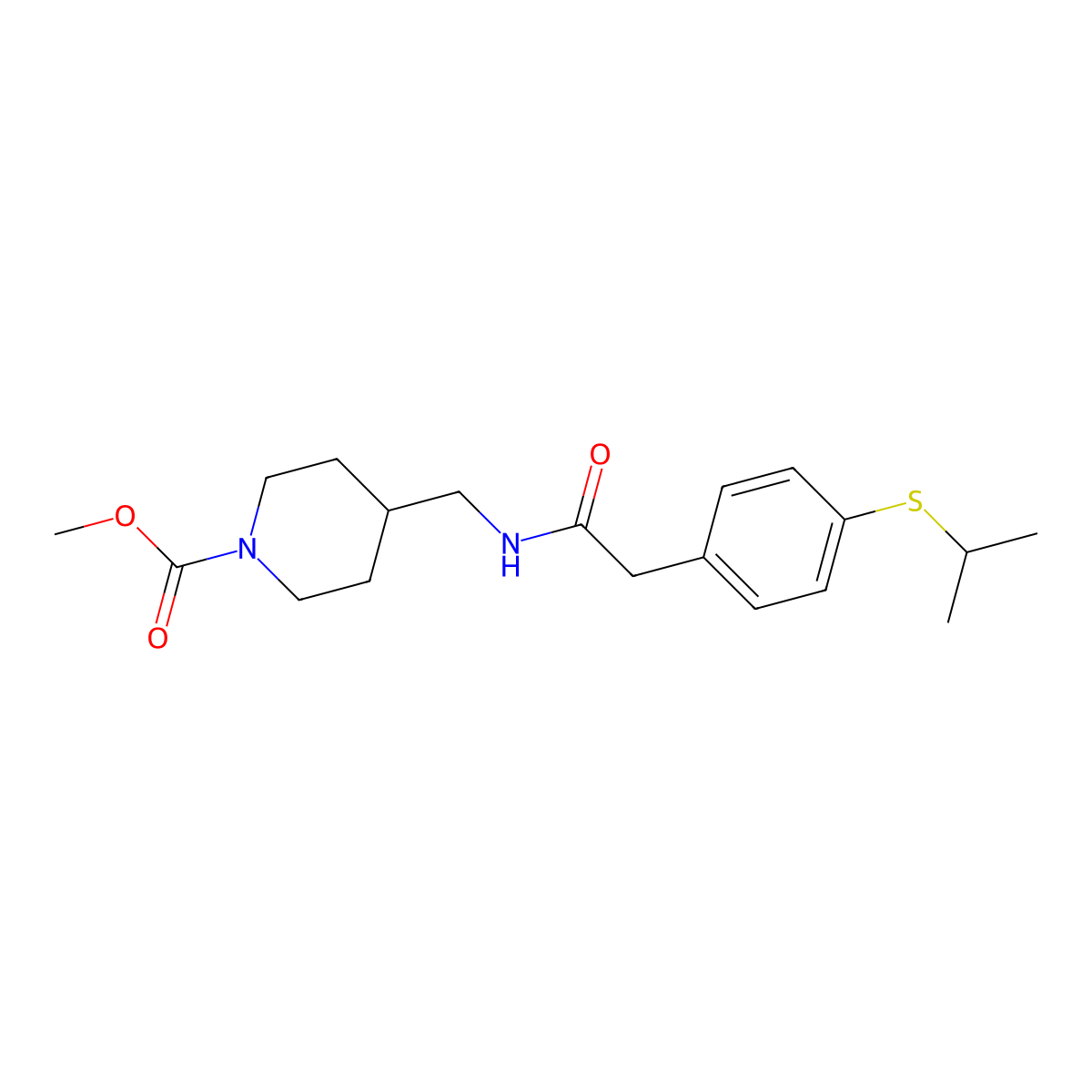 Methyl 4-((2-(4-(isopropylthio)phenyl)acetamido)methyl)piperidine-1-carboxylate molecular structure, CAS 1234897-88-1