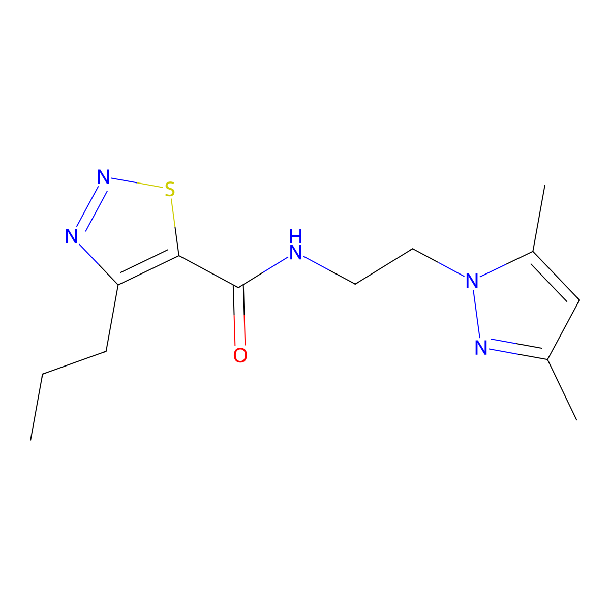 N-[2-(3,5-dimethyl-1H-pyrazol-1-yl)ethyl]-4-propyl-1,2,3-thiadiazole-5-carboxamide molecular structure, CAS 1234898-29-3