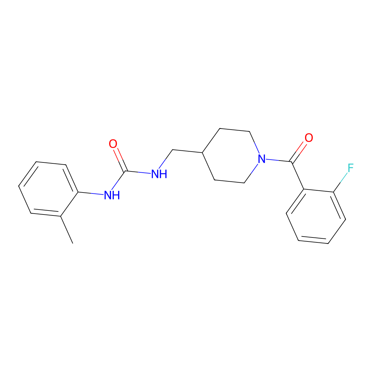 1-((1-(2-Fluorobenzoyl)piperidin-4-yl)methyl)-3-(o-tolyl)urea molecular structure, CAS 1234898-94-2