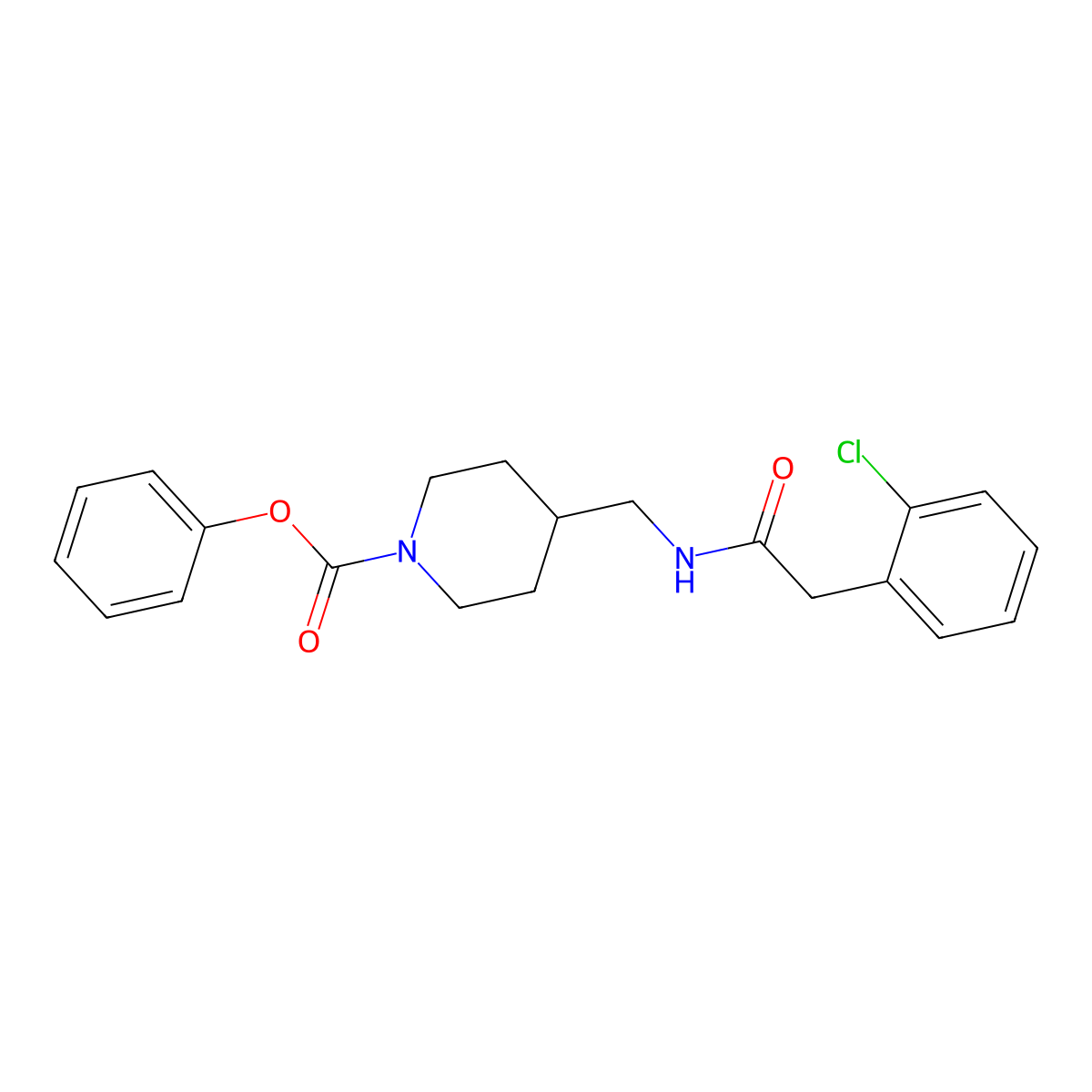 Phenyl 4-{[2-(2-chlorophenyl)acetamido]methyl}piperidine-1-carboxylate molecular structure, CAS 1234900-26-5