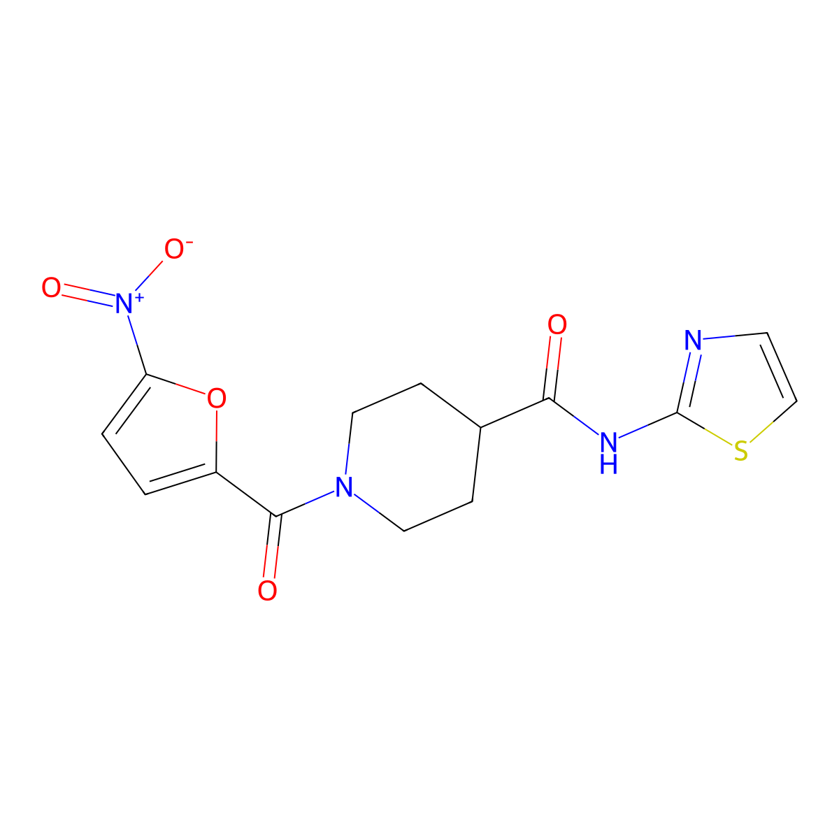 1-(5-nitrofuran-2-carbonyl)-N-(thiazol-2-yl)piperidine-4-carboxamide molecular structure, CAS 1234900-31-2