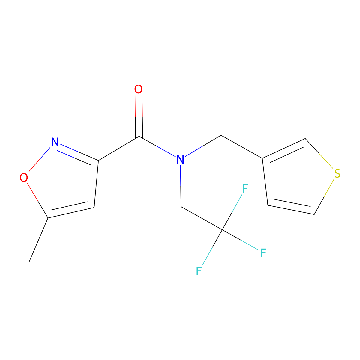 5-methyl-N-[(thiophen-3-yl)methyl]-N-(2,2,2-trifluoroethyl)-1,2-oxazole-3-carboxamide molecular structure, CAS 1234900-83-4
