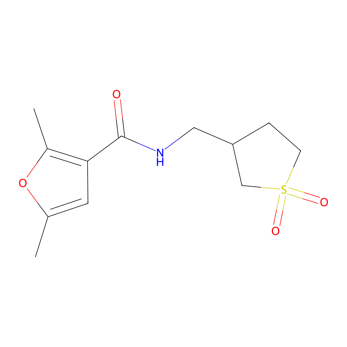 N-[(1,1-dioxo-1lambda6-thiolan-3-yl)methyl]-2,5-dimethylfuran-3-carboxamide molecular structure, CAS 1234900-98-1