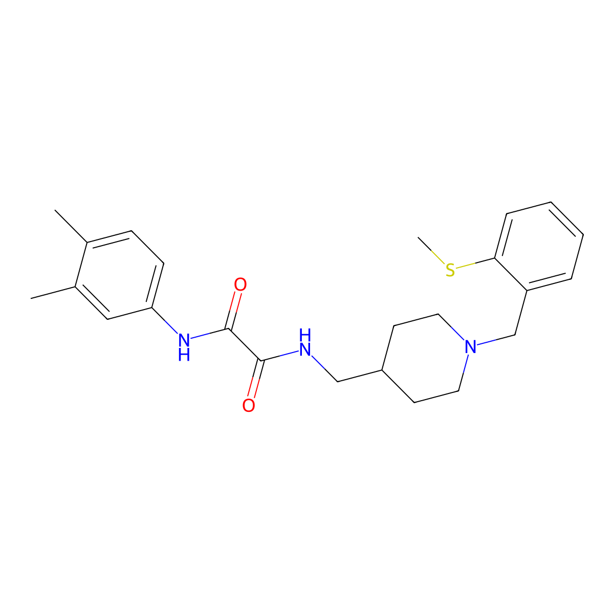 N1-(3,4-dimethylphenyl)-N2-((1-(2-(methylthio)benzyl)piperidin-4-yl)methyl)oxalamide molecular structure, CAS 1234901-76-8