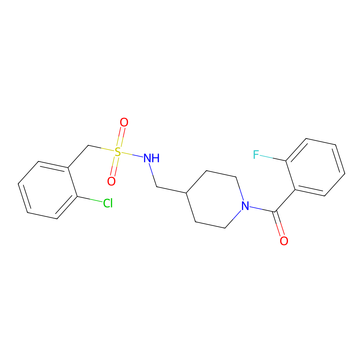 1-(2-chlorophenyl)-N-{[1-(2-fluorobenzoyl)piperidin-4-yl]methyl}methanesulfonamide molecular structure, CAS 1234902-00-1