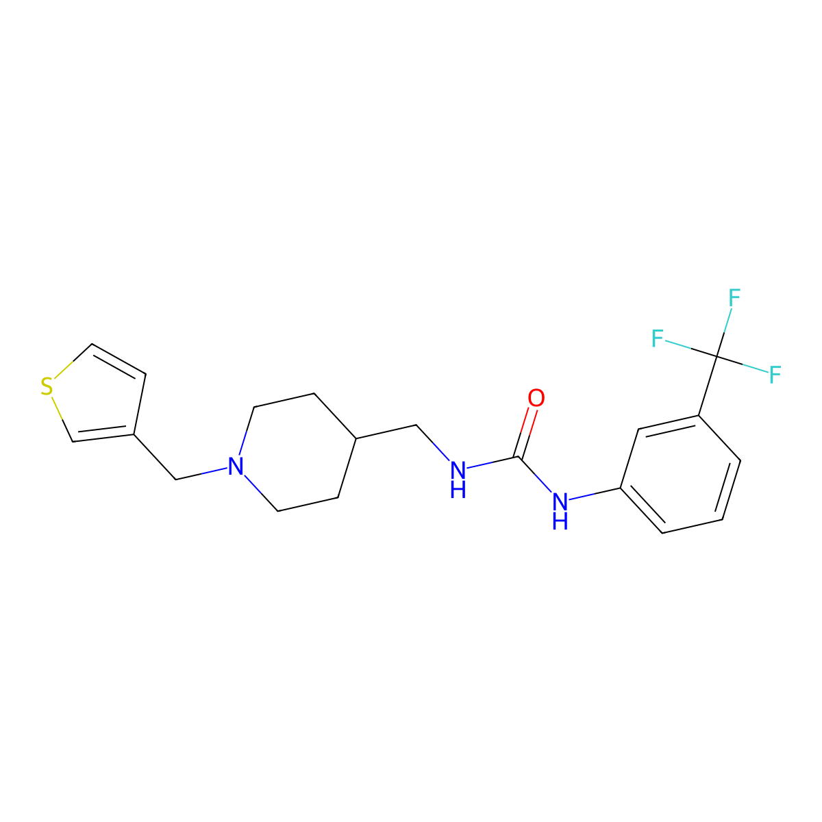 1-((1-(Thiophen-3-ylmethyl)piperidin-4-yl)methyl)-3-(3-(trifluoromethyl)phenyl)urea molecular structure, CAS 1234902-01-2