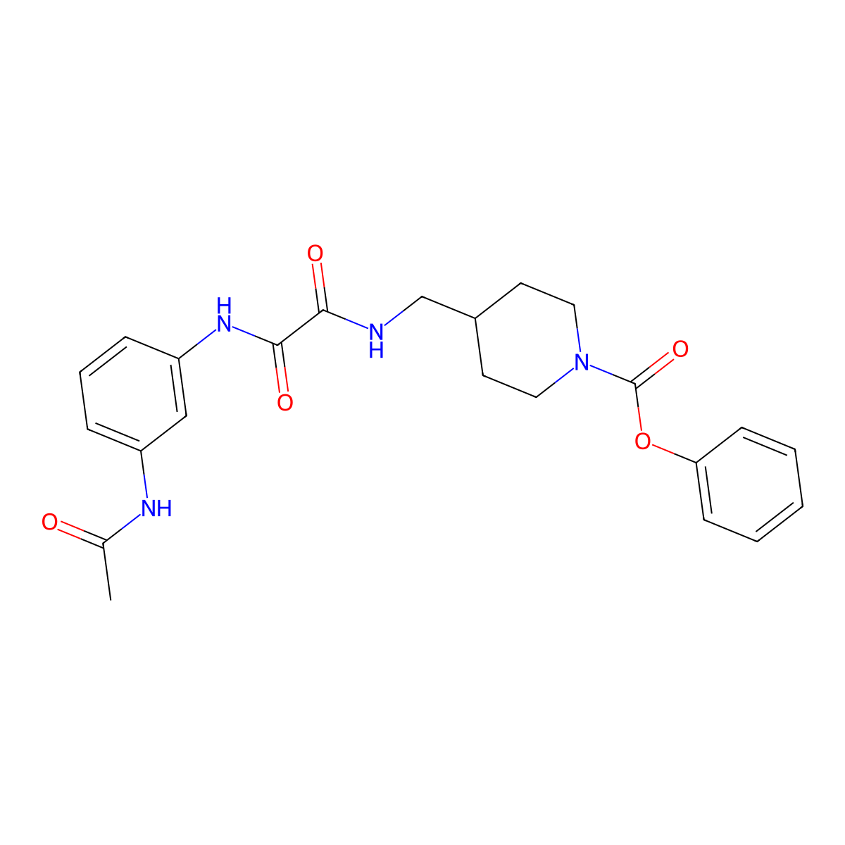 Phenyl 4-((2-((3-acetamidophenyl)amino)-2-oxoacetamido)methyl)piperidine-1-carboxylate molecular structure, CAS 1234902-23-8