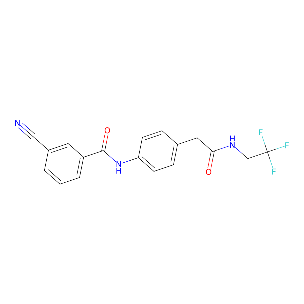 3-cyano-N-(4-(2-oxo-2-((2,2,2-trifluoroethyl)amino)ethyl)phenyl)benzamide molecular structure, CAS 1234902-63-6
