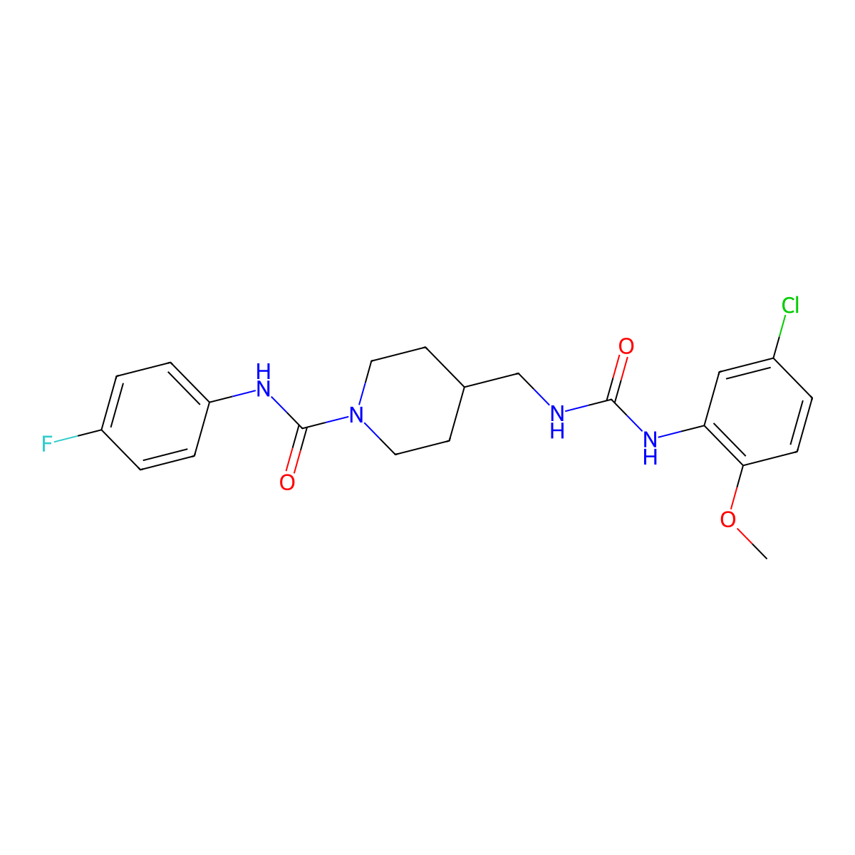 4-((3-(5-chloro-2-methoxyphenyl)ureido)methyl)-N-(4-fluorophenyl)piperidine-1-carboxamide molecular structure, CAS 1234902-95-4