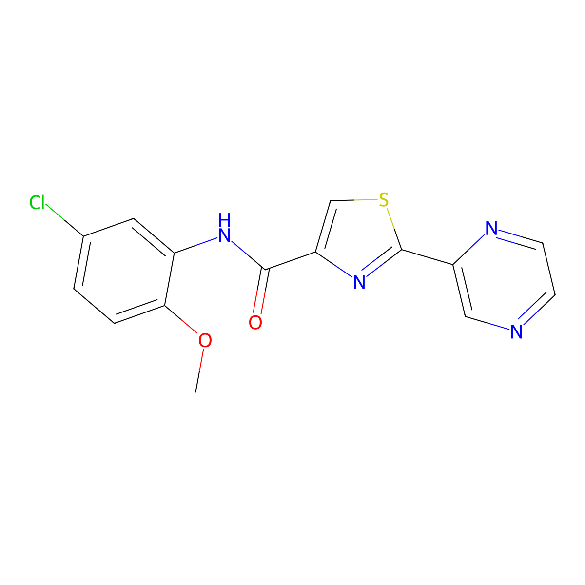 N-(5-chloro-2-methoxyphenyl)-2-(pyrazin-2-yl)thiazole-4-carboxamide molecular structure, CAS 1234903-37-7