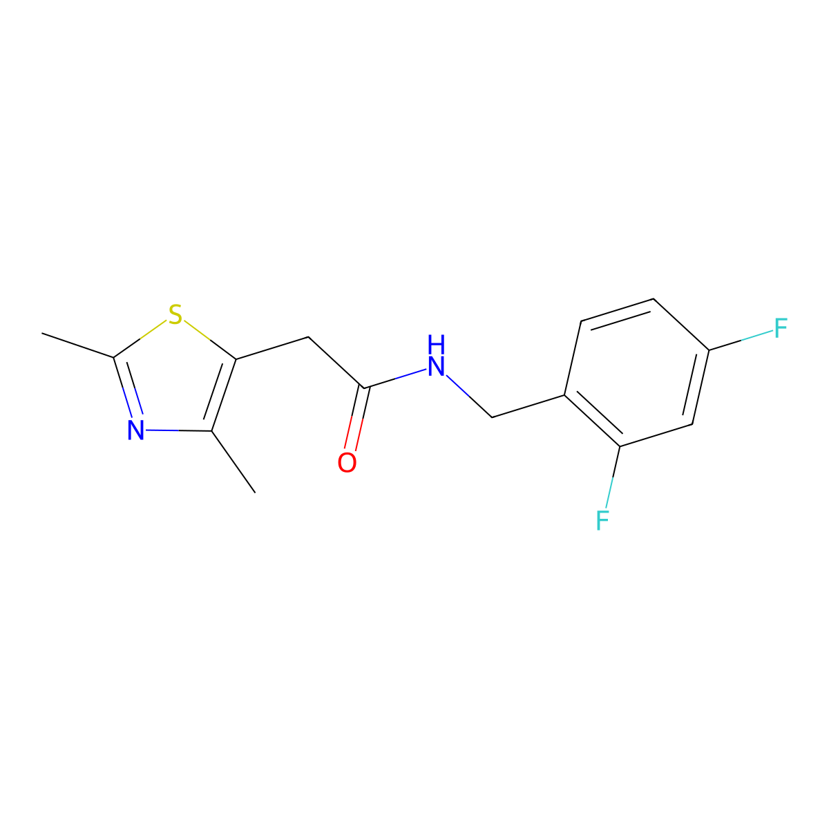 N-(2,4-difluorobenzyl)-2-(2,4-dimethylthiazol-5-yl)acetamide molecular structure, CAS 1234904-46-1