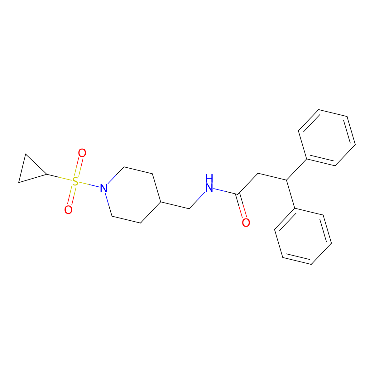 N-((1-(cyclopropylsulfonyl)piperidin-4-yl)methyl)-3,3-diphenylpropanamide molecular structure, CAS 1234904-97-2