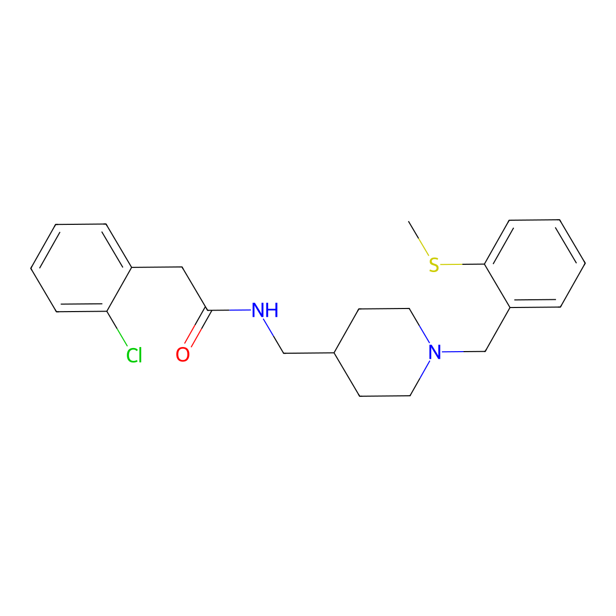2-(2-chlorophenyl)-N-((1-(2-(methylthio)benzyl)piperidin-4-yl)methyl)acetamide molecular structure, CAS 1234906-87-6