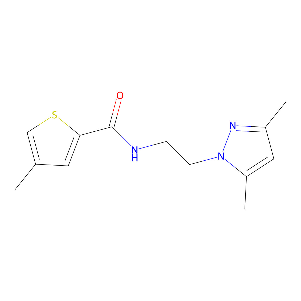 N-(2-(3,5-dimethyl-1H-pyrazol-1-yl)ethyl)-4-methylthiophene-2-carboxamide molecular structure, CAS 1234906-96-7