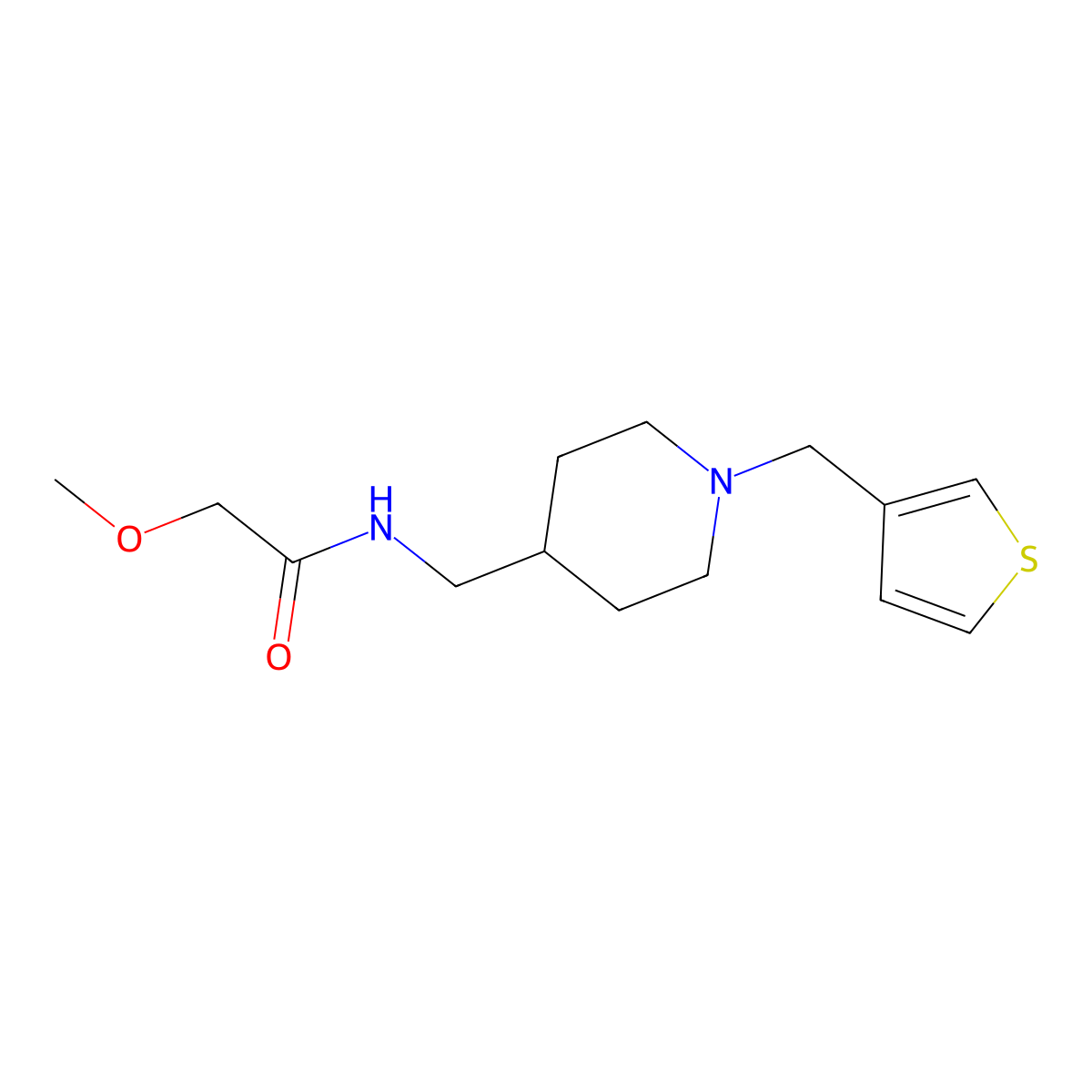 2-methoxy-N-((1-(thiophen-3-ylmethyl)piperidin-4-yl)methyl)acetamide molecular structure, CAS 1234907-56-2