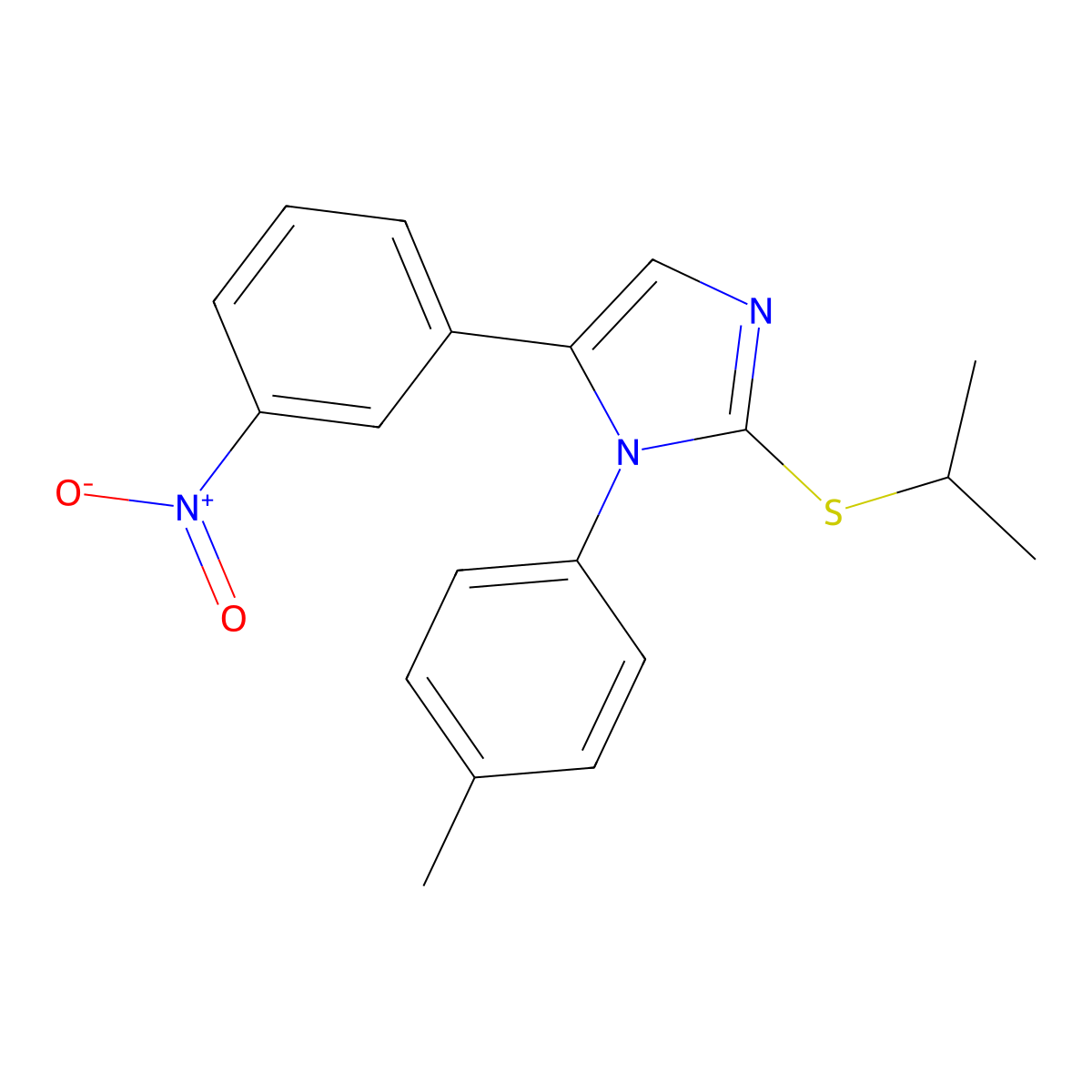 2-(isopropylthio)-5-(3-nitrophenyl)-1-(p-tolyl)-1H-imidazole molecular structure, CAS 1234907-89-1