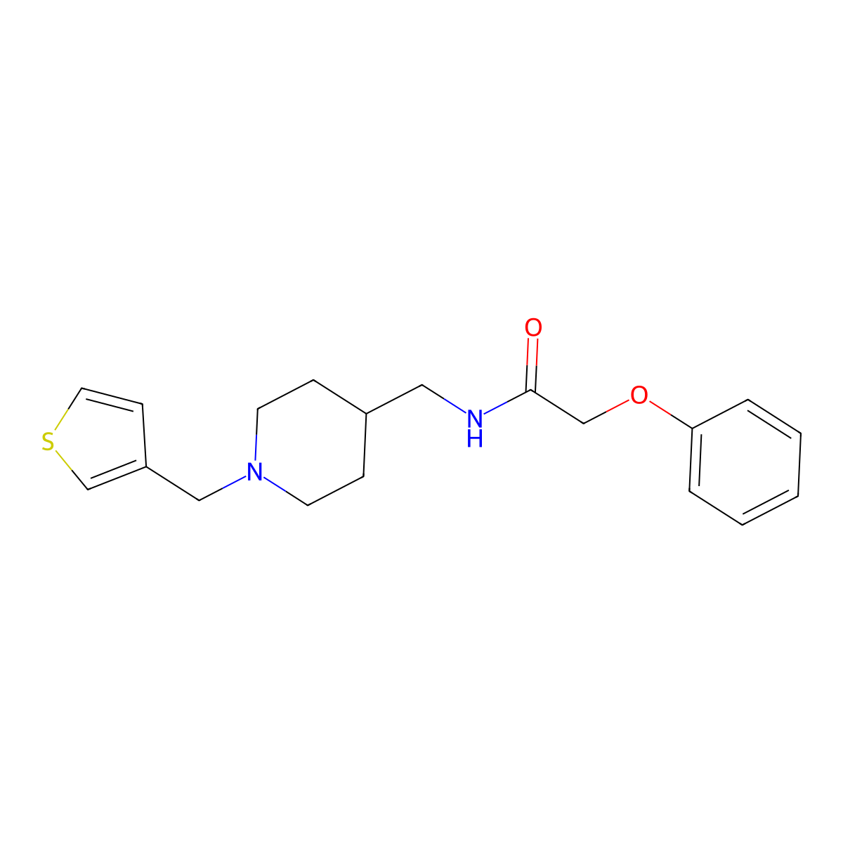 2-phenoxy-N-((1-(thiophen-3-ylmethyl)piperidin-4-yl)methyl)acetamide molecular structure, CAS 1234908-03-2