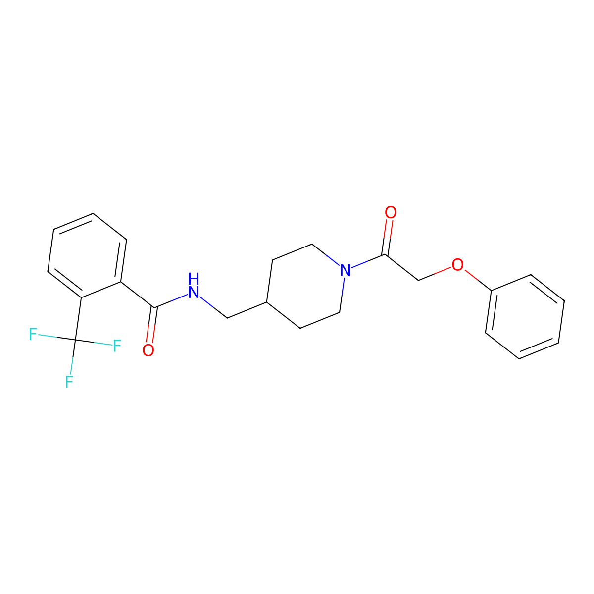 N-((1-(2-phenoxyacetyl)piperidin-4-yl)methyl)-2-(trifluoromethyl)benzamide molecular structure, CAS 1234908-08-7