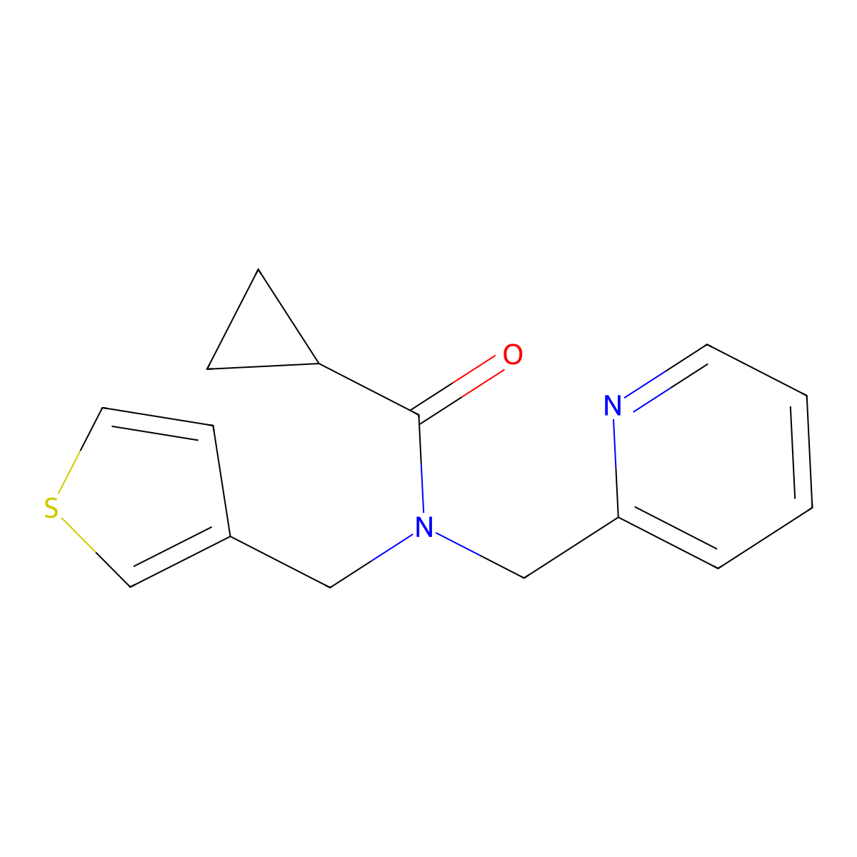 N-(pyridin-2-ylmethyl)-N-(thiophen-3-ylmethyl)cyclopropanecarboxamide molecular structure, CAS 1234908-47-4