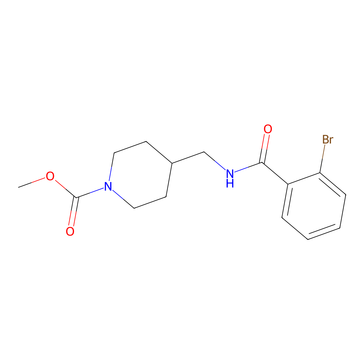 Methyl 4-((2-bromobenzamido)methyl)piperidine-1-carboxylate molecular structure, CAS 1234908-98-5