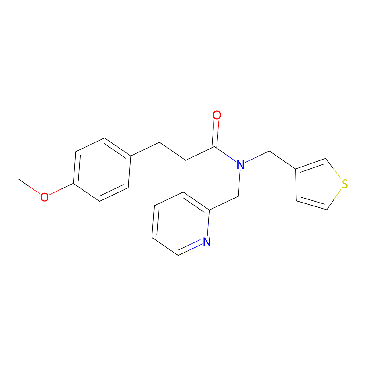 3-(4-methoxyphenyl)-N-(pyridin-2-ylmethyl)-N-(thiophen-3-ylmethyl)propanamide molecular structure, CAS 1234909-24-0