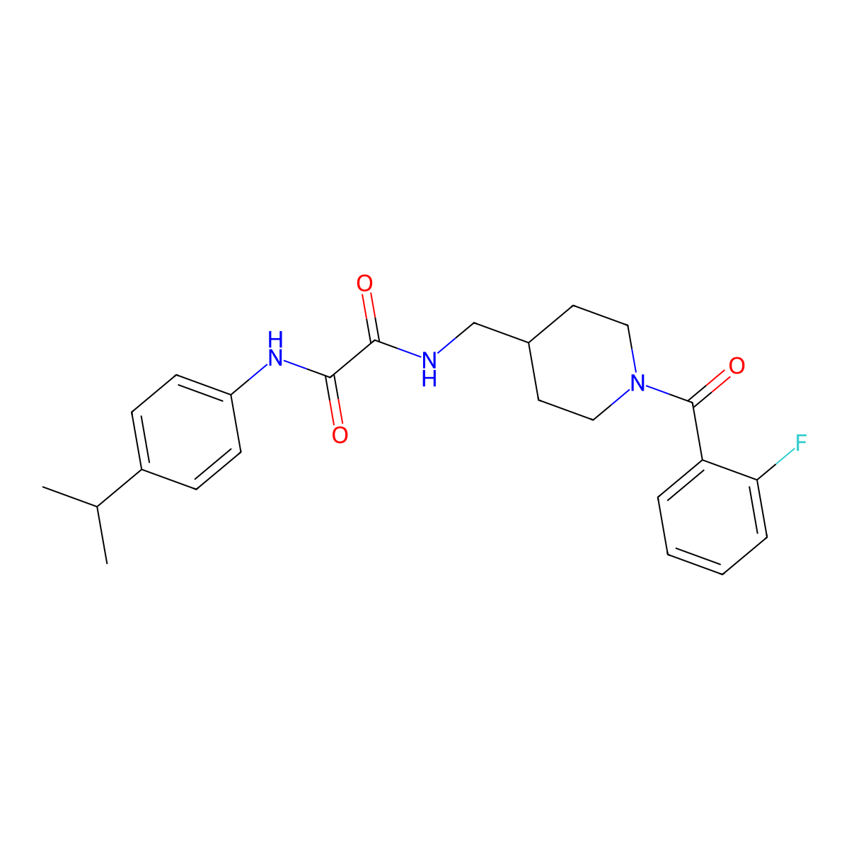 N1-((1-(2-fluorobenzoyl)piperidin-4-yl)methyl)-N2-(4-isopropylphenyl)oxalamide molecular structure, CAS 1234910-00-9
