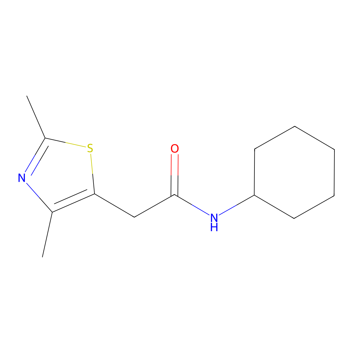 N-cyclohexyl-2-(2,4-dimethylthiazol-5-yl)acetamide molecular structure, CAS 1234910-57-6