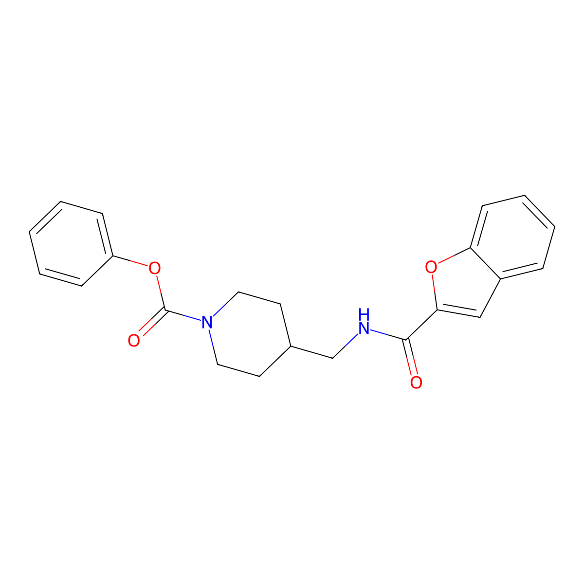 Phenyl 4-((benzofuran-2-carboxamido)methyl)piperidine-1-carboxylate molecular structure, CAS 1234910-59-8
