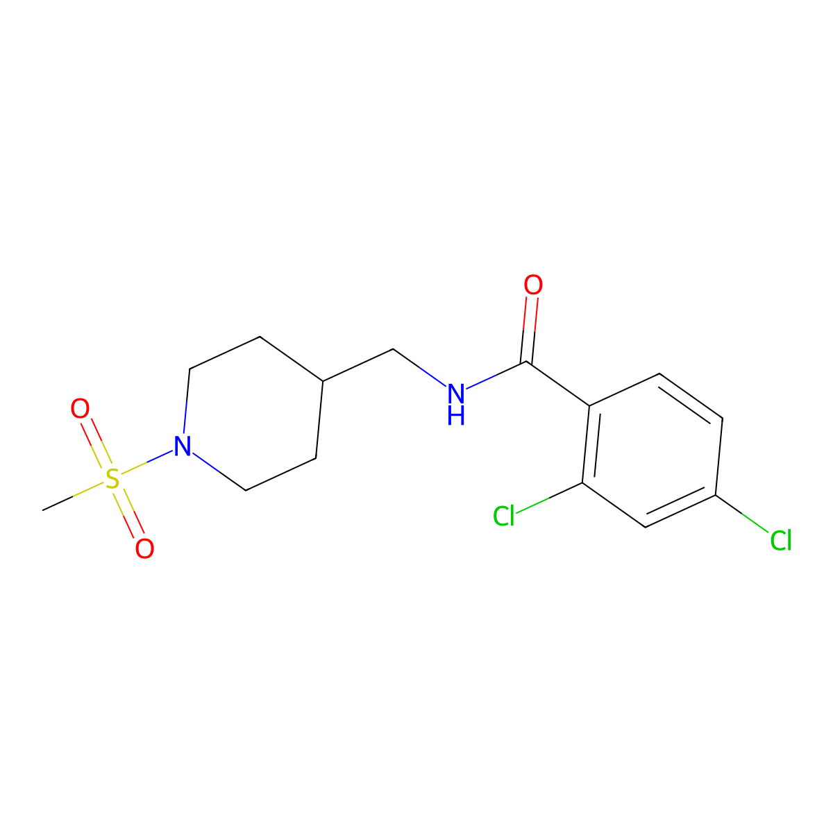 2,4-dichloro-N-[(1-methanesulfonylpiperidin-4-yl)methyl]benzamide molecular structure, CAS 1234911-46-6