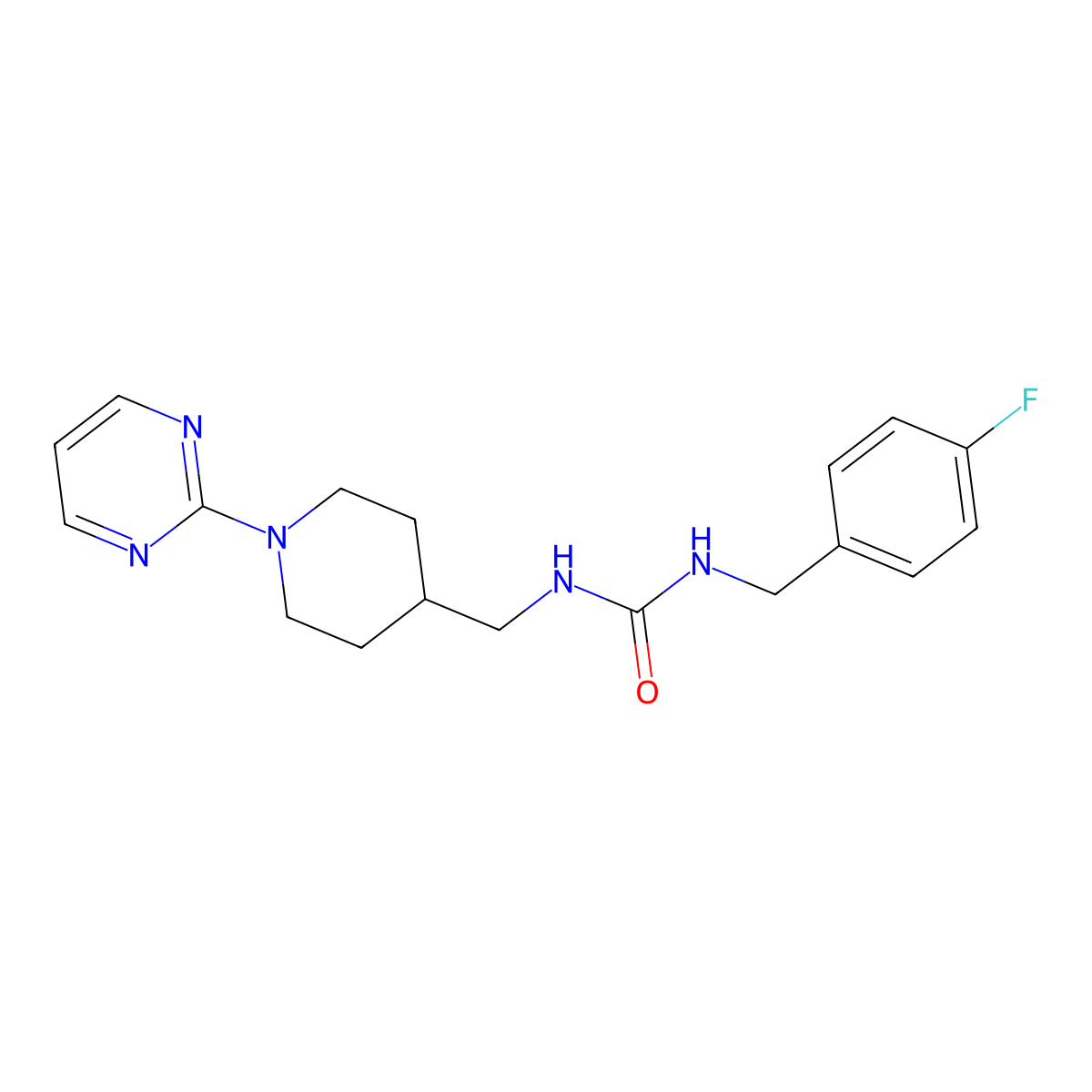 1-(4-Fluorobenzyl)-3-((1-(pyrimidin-2-yl)piperidin-4-yl)methyl)urea molecular structure, CAS 1234911-80-8