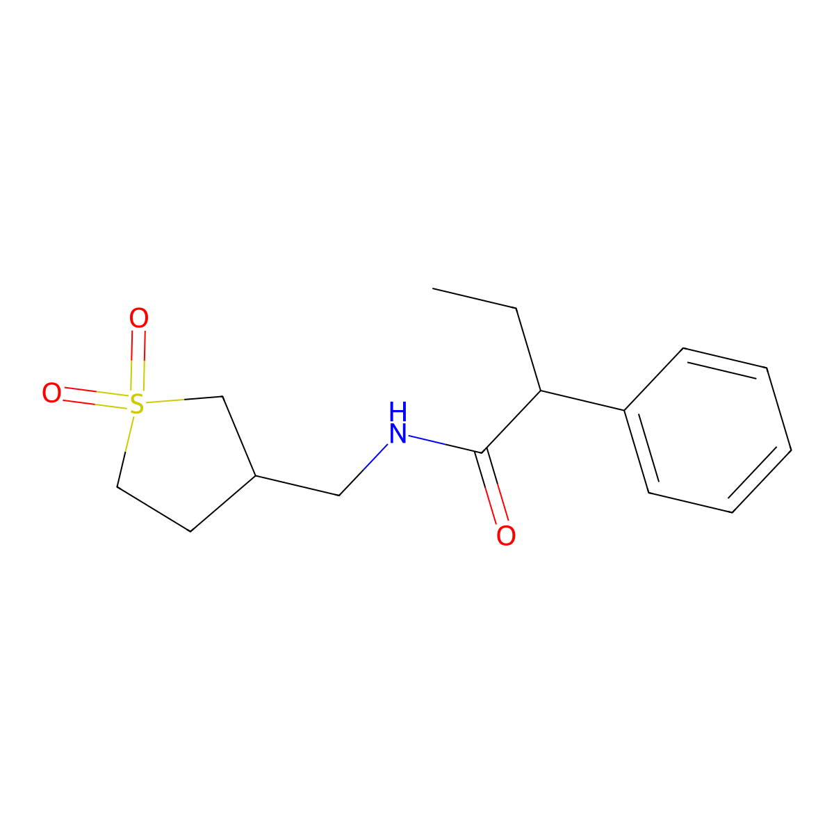 N-((1,1-dioxidotetrahydrothiophen-3-yl)methyl)-2-phenylbutanamide molecular structure, CAS 1234912-41-4