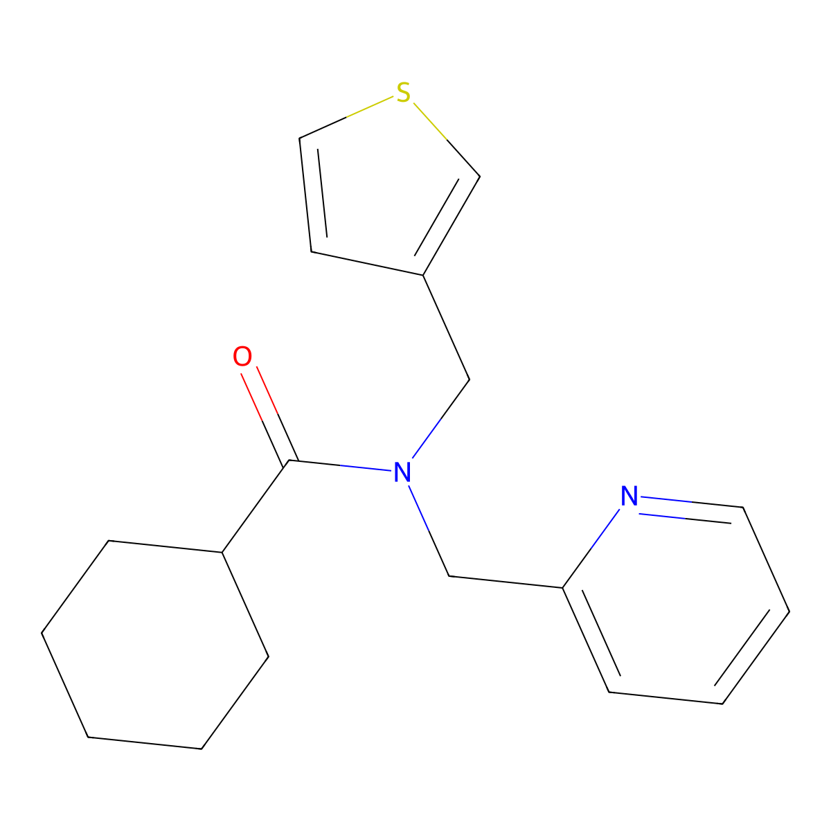 N-(pyridin-2-ylmethyl)-N-(thiophen-3-ylmethyl)cyclohexanecarboxamide molecular structure, CAS 1234916-02-9
