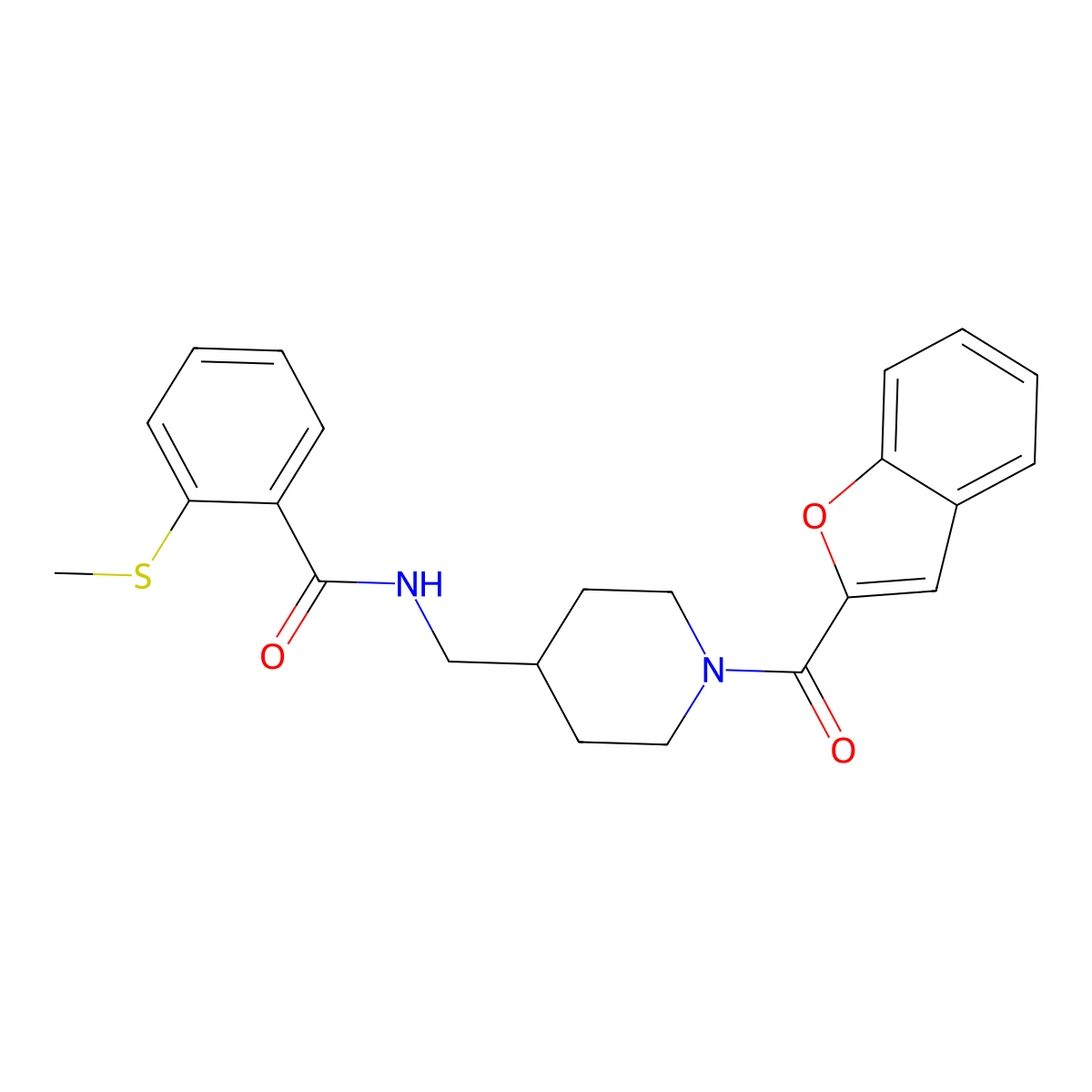 N-((1-(benzofuran-2-carbonyl)piperidin-4-yl)methyl)-2-(methylthio)benzamide molecular structure, CAS 1234916-54-1