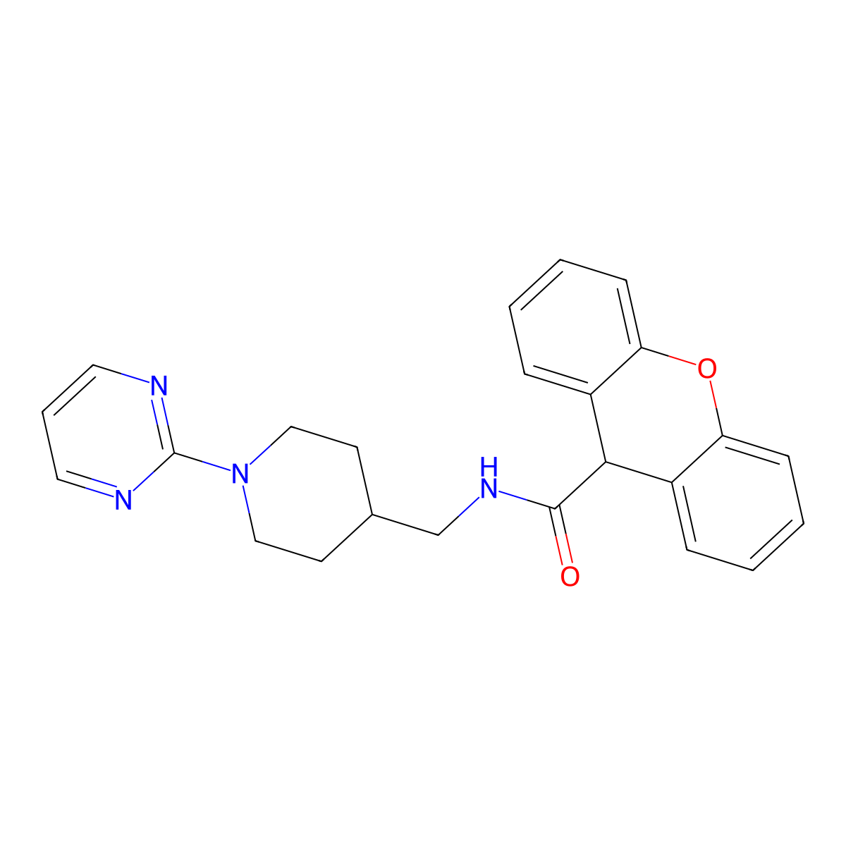 N-{[1-(pyrimidin-2-yl)piperidin-4-yl]methyl}-9H-xanthene-9-carboxamide molecular structure, CAS 1234917-55-5