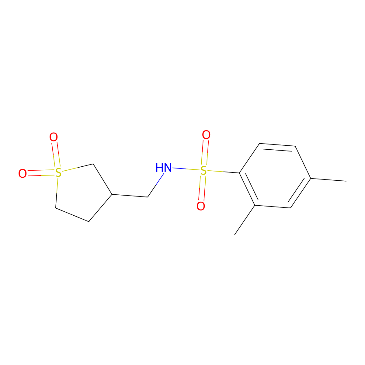 N-((1,1-dioxidotetrahydrothiophen-3-yl)methyl)-2,4-dimethylbenzenesulfonamide molecular structure, CAS 1234918-07-0