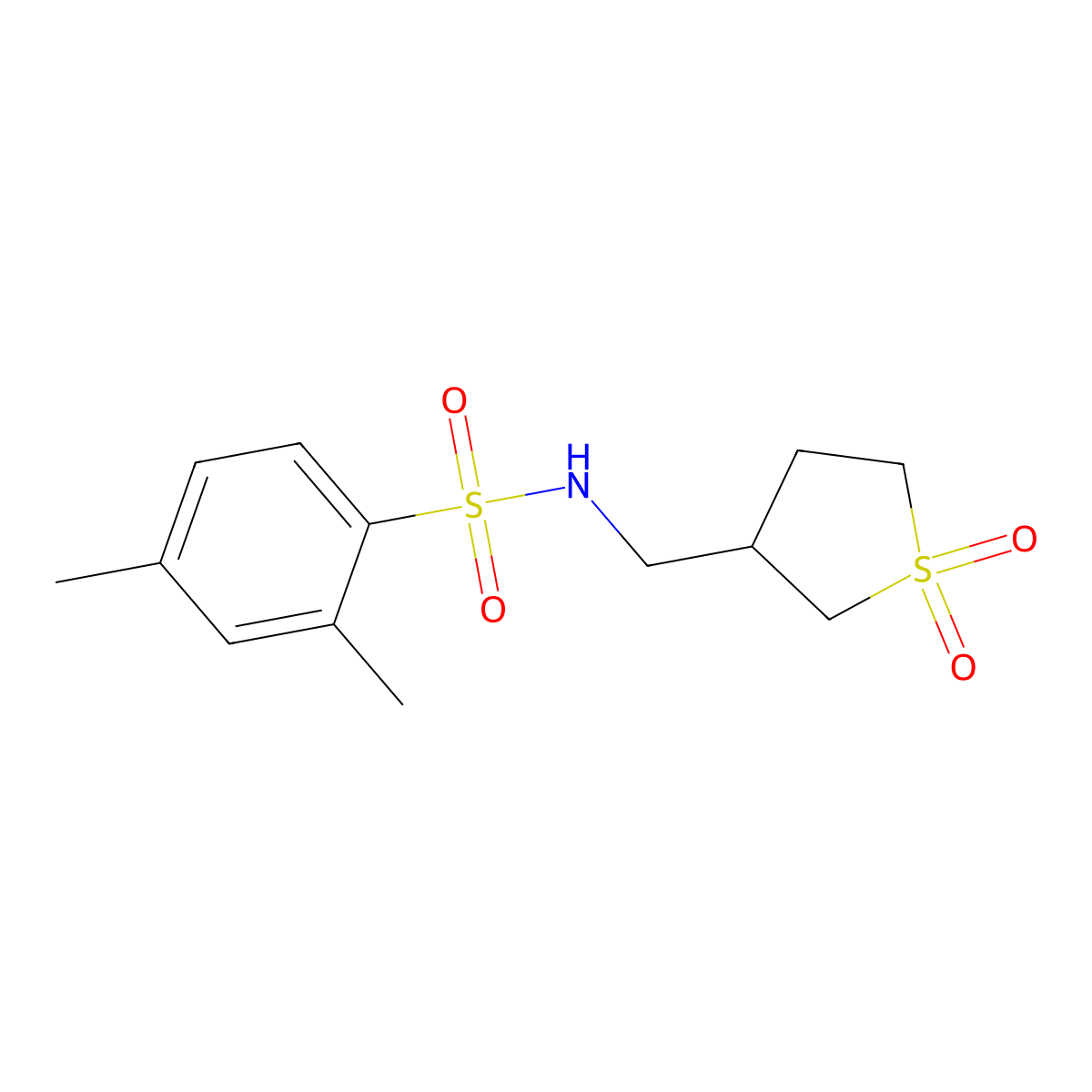 N-((1,1-dioxidotetrahydrothiophen-3-yl)methyl)-2,4-dimethylbenzenesulfonamide molecular structure, CAS 1234918-07-0