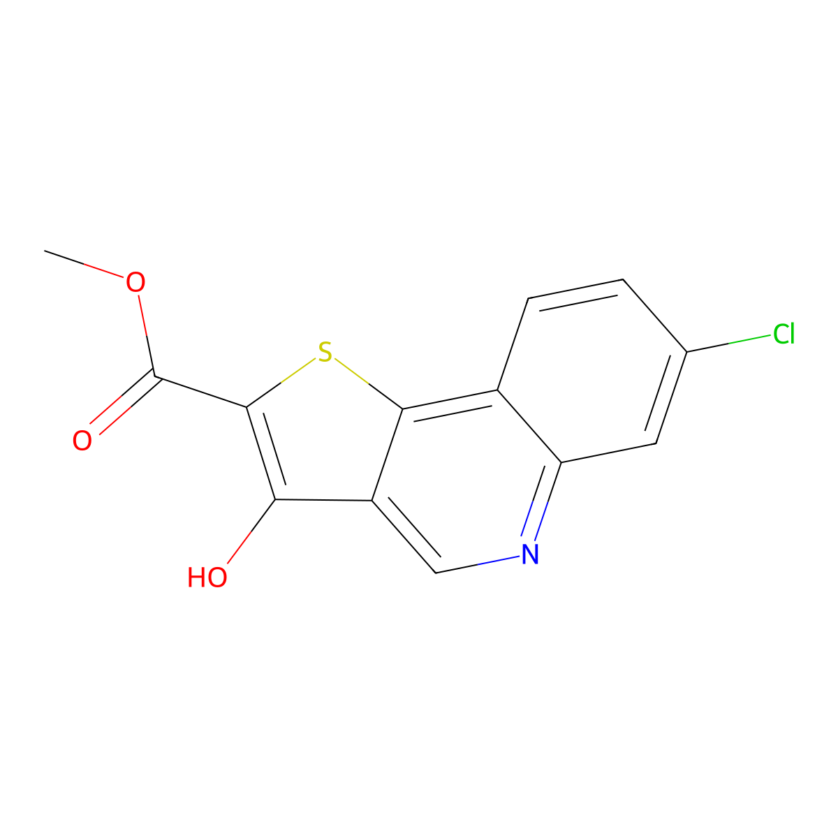 Methyl 7-chloro-3-hydroxythieno[3,2-c]quinoline-2-carboxylate molecular structure, CAS 1234920-32-1
