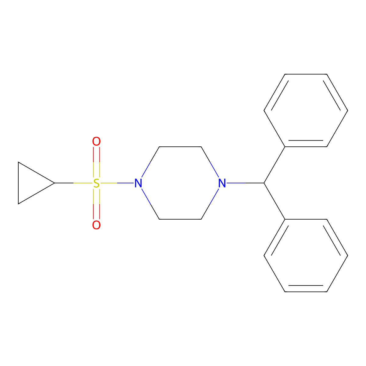 1-Benzhydryl-4-(cyclopropylsulfonyl)piperazine molecular structure, CAS 1234920-66-1