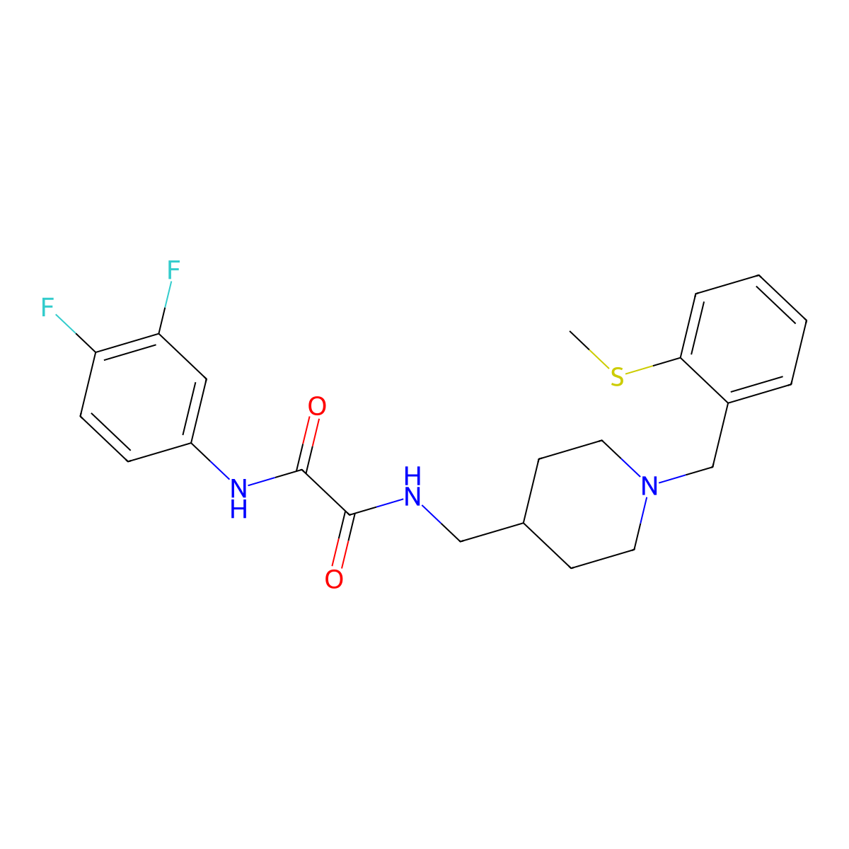 N1-(3,4-difluorophenyl)-N2-((1-(2-(methylthio)benzyl)piperidin-4-yl)methyl)oxalamide molecular structure, CAS 1234921-20-0