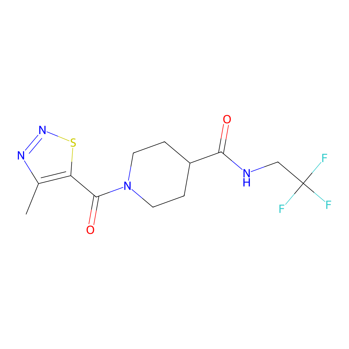 1-(4-methyl-1,2,3-thiadiazole-5-carbonyl)-N-(2,2,2-trifluoroethyl)piperidine-4-carboxamide molecular structure, CAS 1234921-77-7