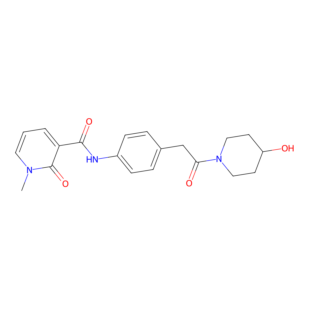 N-{4-[2-(4-hydroxypiperidin-1-yl)-2-oxoethyl]phenyl}-1-methyl-2-oxo-1,2-dihydropyridine-3-carboxamide molecular structure, CAS 1234922-41-8