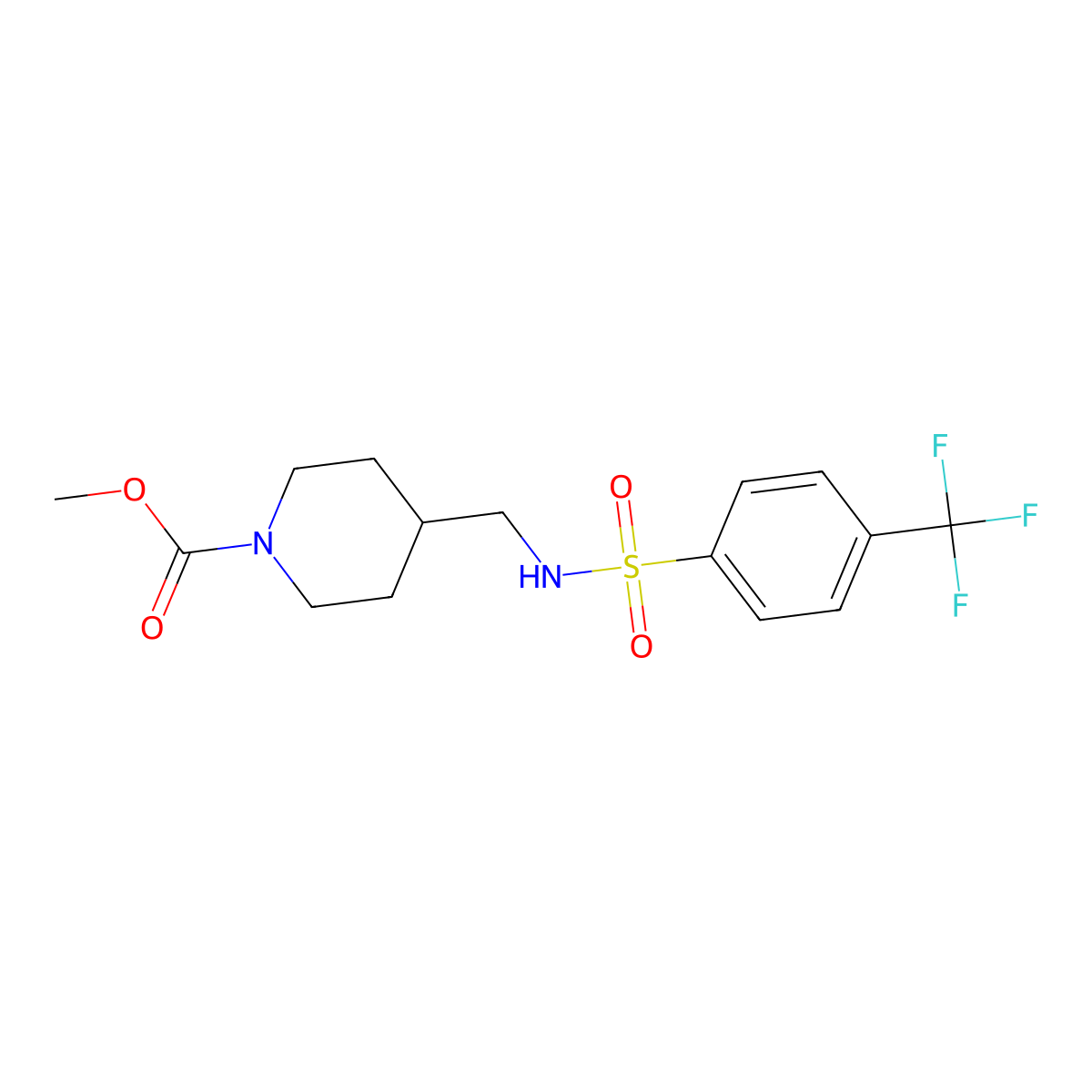 Methyl 4-{[4-(trifluoromethyl)benzenesulfonamido]methyl}piperidine-1-carboxylate molecular structure, CAS 1234923-46-6