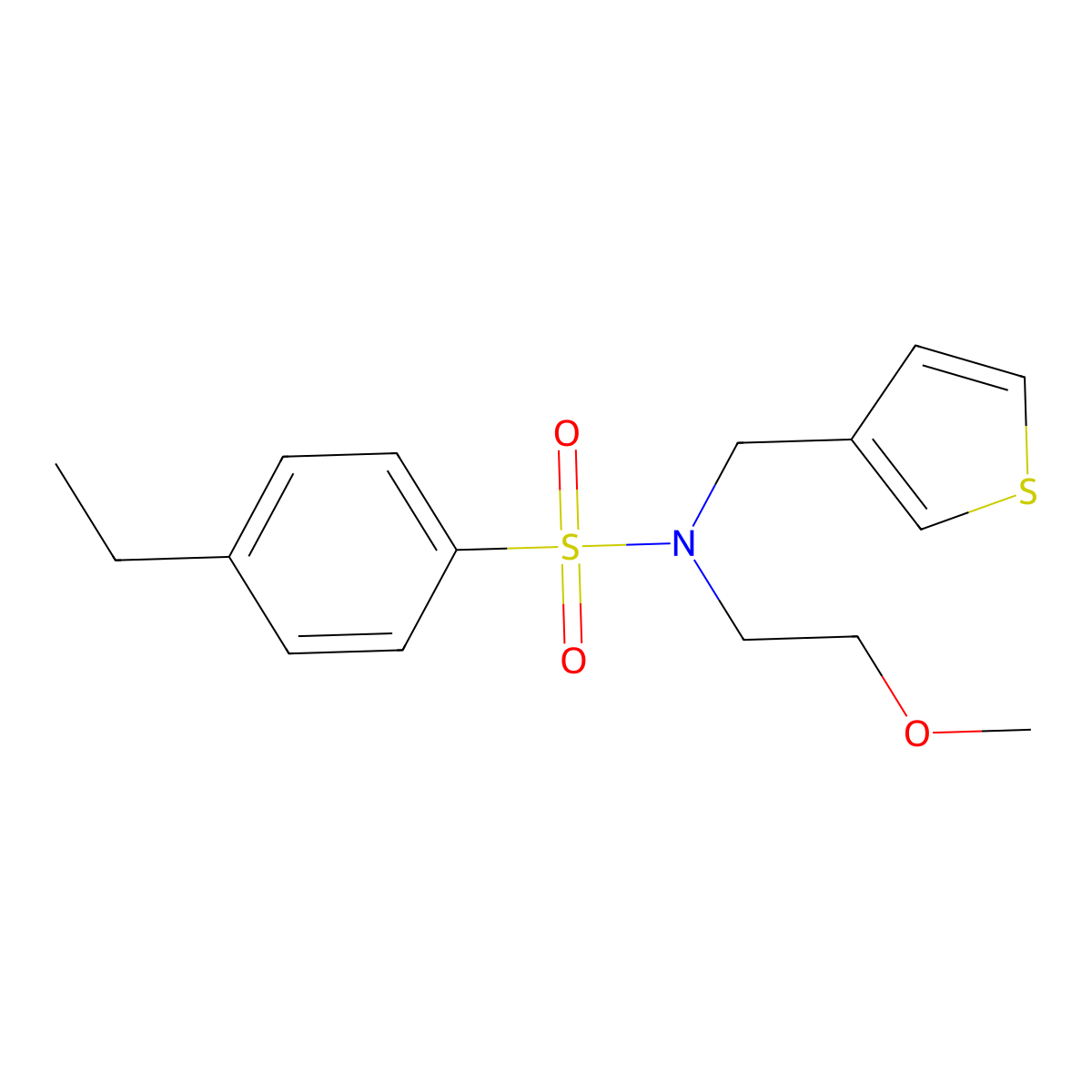4-ethyl-N-(2-methoxyethyl)-N-(thiophen-3-ylmethyl)benzenesulfonamide molecular structure, CAS 1234924-23-2